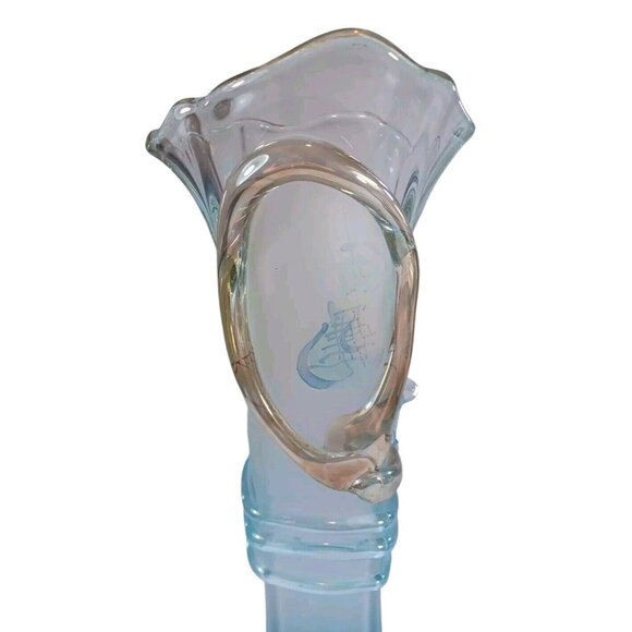 Ion Tamaian 15" Art Glass Vase Blue Frosted, Clear Gold  signed by the Artist - Picture 5 of 14